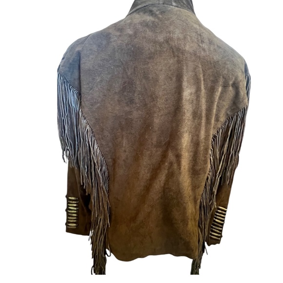 Cripple Creek Leather Jacket Rodeo Western Genuine Leather suede Fringe brown XL - Picture 4 of 16